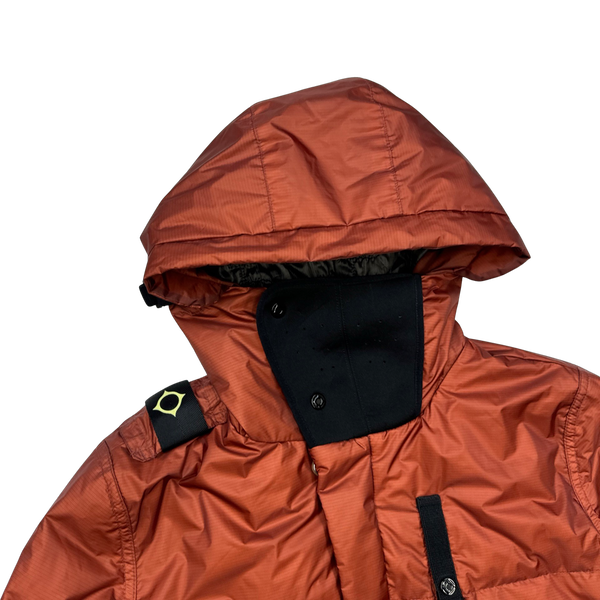 Ma Strum Rust Orange Rip Stop Nylon Quilted Puffer Jacket Small