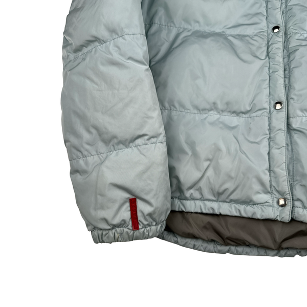 Prada Baby Blue Cuff Tab Zipped Puffer Jacket - Small