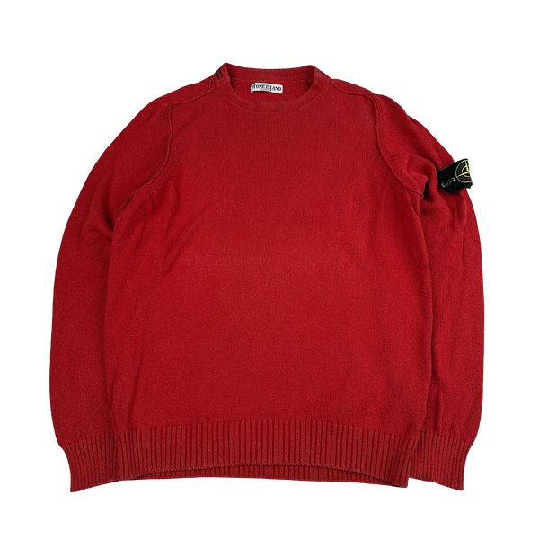 Stone Island 2011 Red Cotton Crewneck Fine Knit Jumper - Large