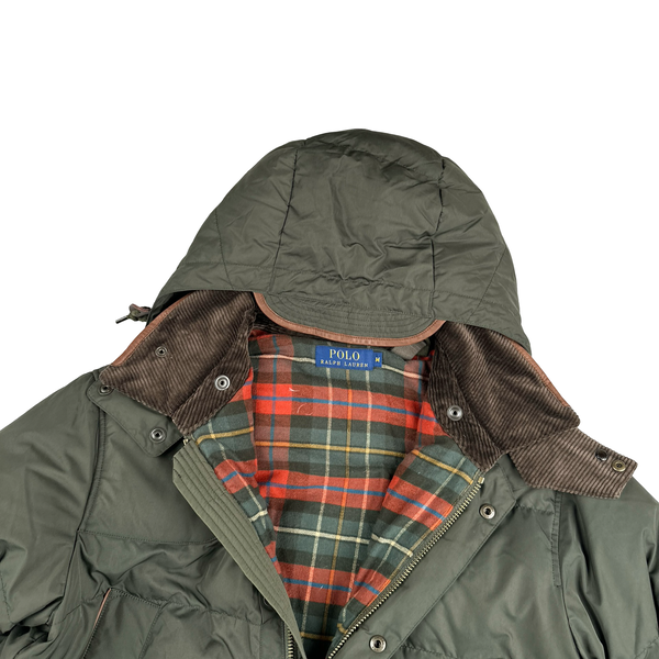 Ralph Lauren Khaki Quilted Multi Pocket Hooded Jacket - Medium