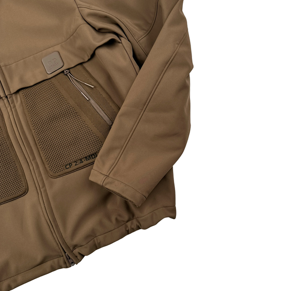 CP Company Brown Metropolis Fleece Lined Mesh Soft Shell Jacket - Large