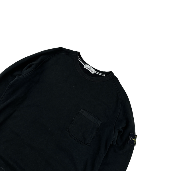 Stone Island 2015 Black Cotton Crewneck Sweatshirt - Large