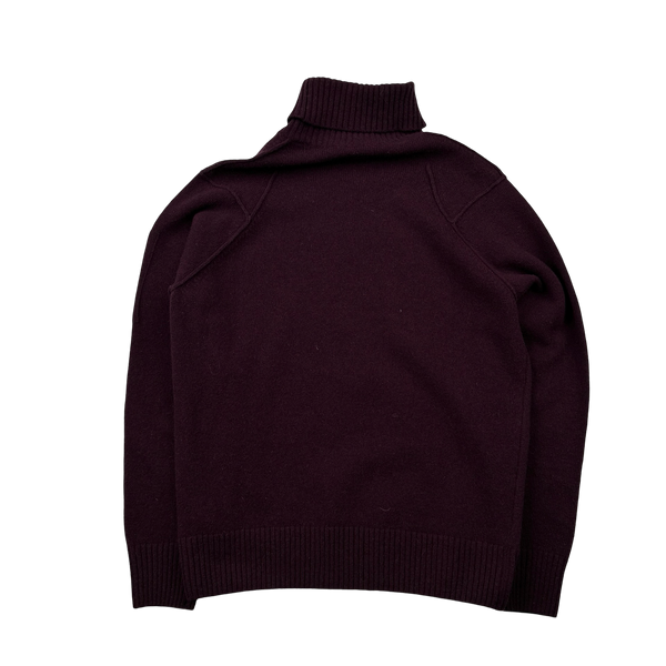 CP Company Wine Thick Wool Roll Neck Knit - Medium
