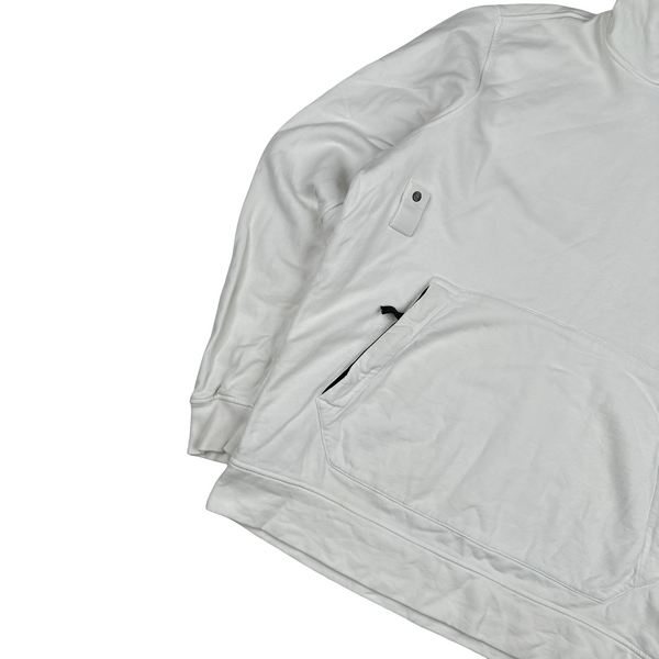 Stone Island 2021 White Contrast Piping Pullover Hoodie - Large