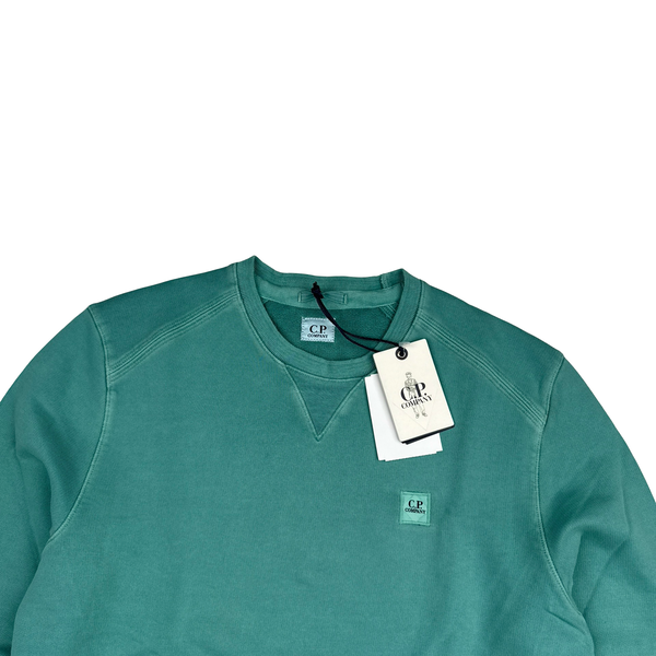 CP Company Green Cotton Garment Dyed Crewneck Jumper - Large