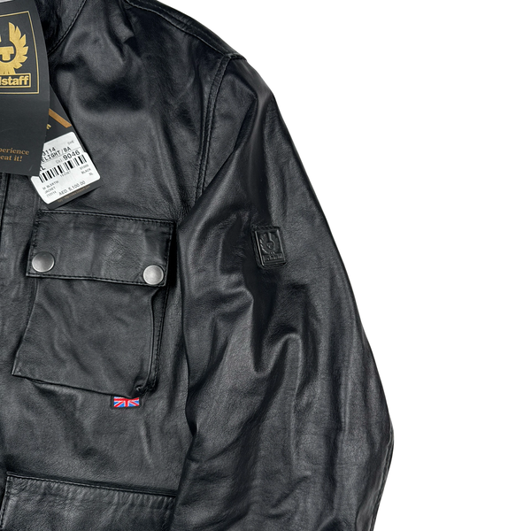 Belstaff Black Multi Pocket Leather Zipped Lightweight Jacket - XL