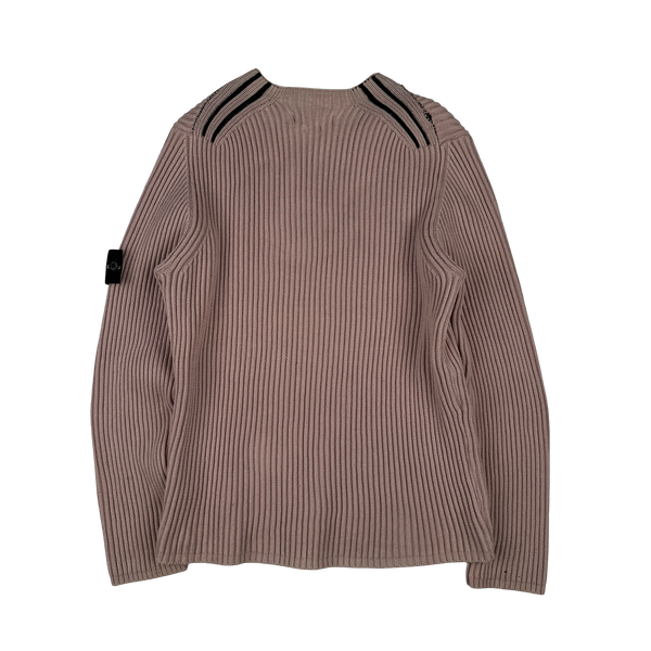 Stone Island 2005 Pink Thick Ribbed Pullover Jumper - Small