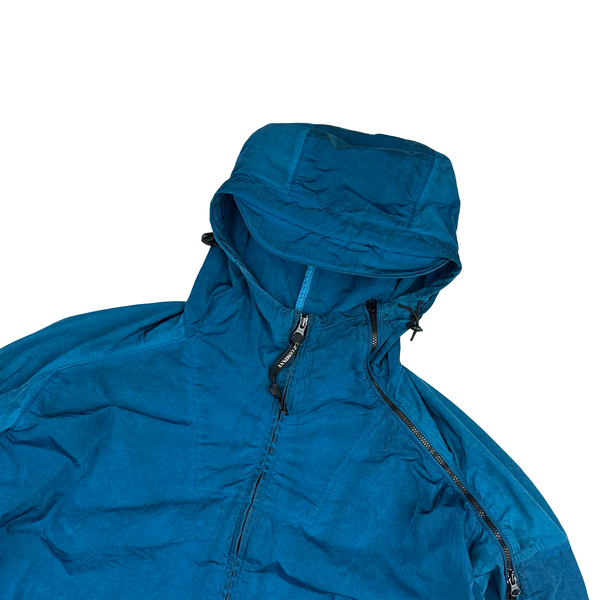 CP Company Blue Chrome Nylon Zipped Hooded Jacket - XL