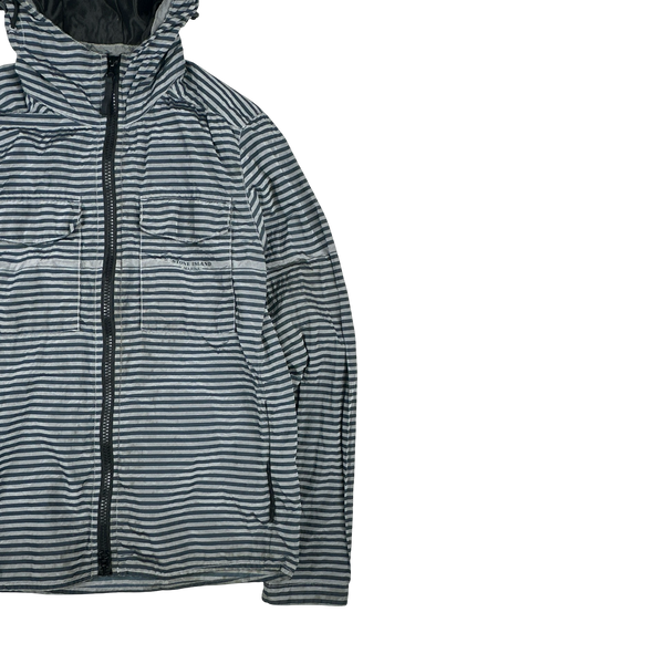 STONE  MARINA ナイロンメタルナイロンジャケットM Stone Island 2017 Marina Blue Stripped Nylon Metal Jacket - Medium