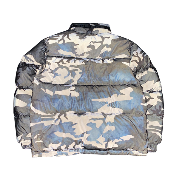 Supreme Silver Reflective Camo Puffer Jacket - Medium
