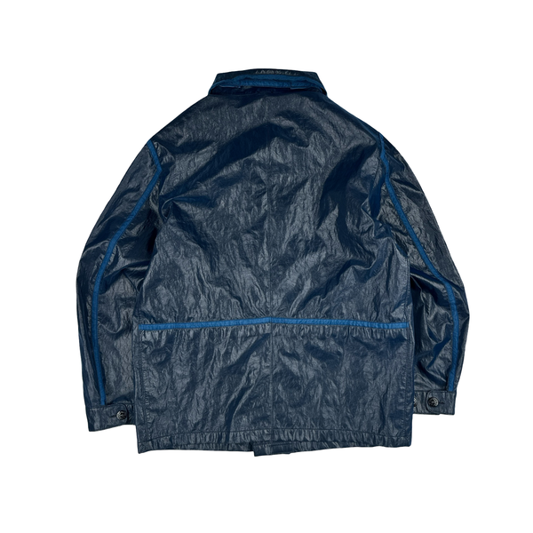 Stone Island 2001 Dark Blue Micro Felt Laminated Web Jacket - XXL