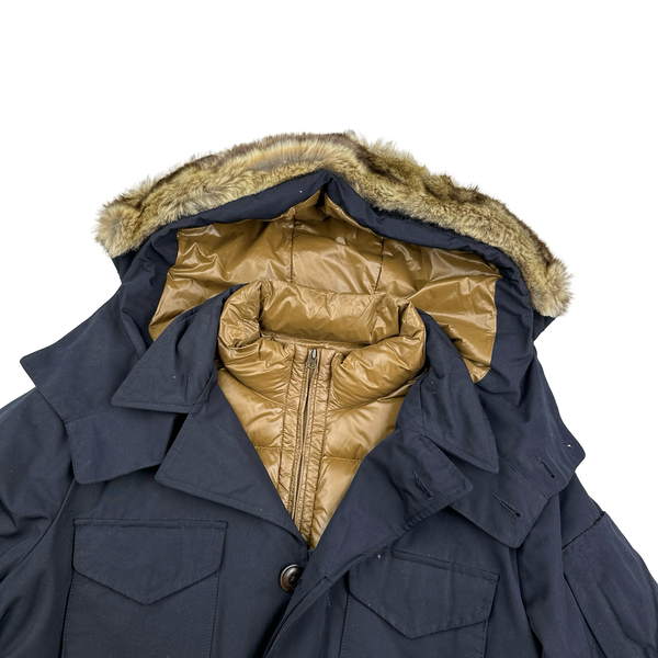 CP Company Navy Down Filled Hooded Parka Jacket - XL