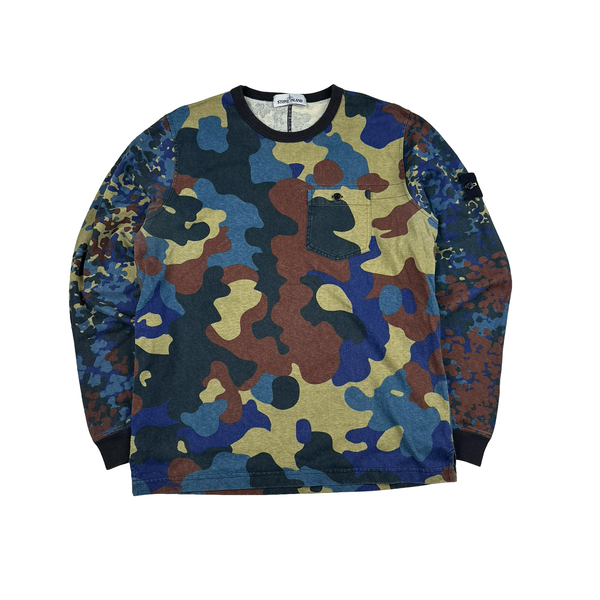 Stone Island 2013 Blue Camo Longsleeve Crewneck - XXL