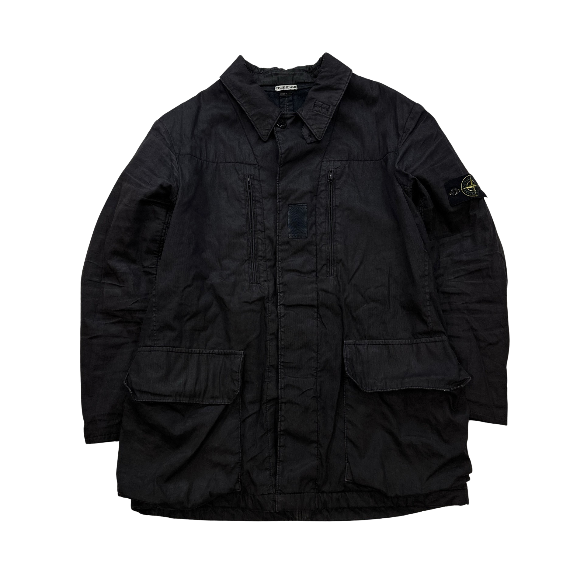Stone Island 2004 Lino Flax Wool Lined Multipocket Jacket - XL