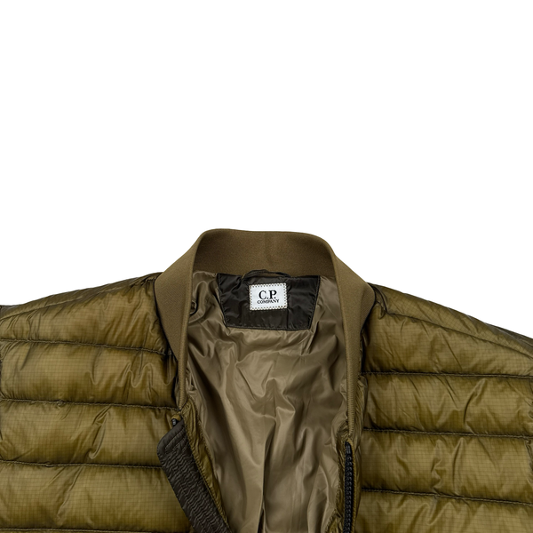 CP Company Khaki DD Shell Collar Puffer Bomber Jacket - Medium