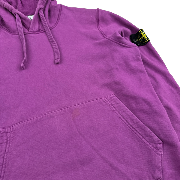 Stone Island 2021 Purple Pullover Cotton Hoodie - Small