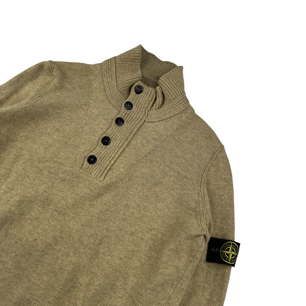 Stone Island 2008 Tan Wool High Neck Pullover Jumper - XL
