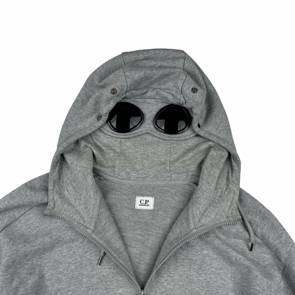 CP Company Grey Goggle Cotton Zip Up Hoodie - Medium