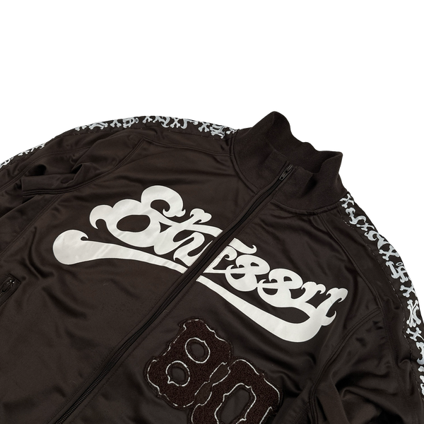 Stussy Brown Baseball Spellout Zipped Track Jacket - Large