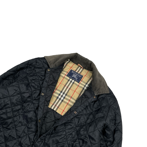 Burberry Nova Check Lined Black Quilted Padded Jacket - Large