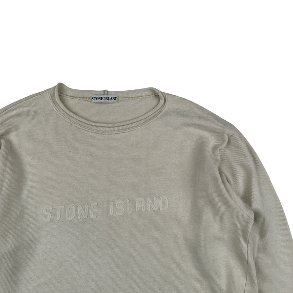 Stone Island 1990s Vintage Cream Spellout Pullover - Medium