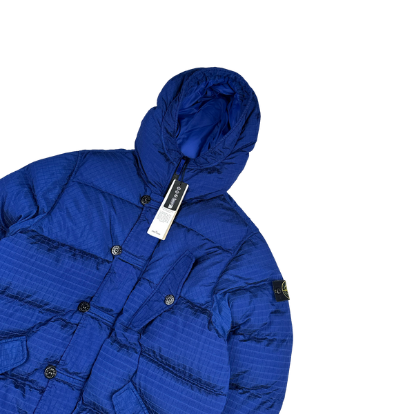 Stone Island 2023 Blue Nylon Metal Macro Riptstop Econyl Regenerated Nylon Down TC Jacket - Medium