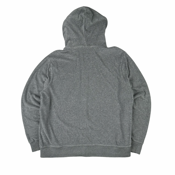 Ralph Lauren Grey Towelling Cotton Blend Zipped Hoodie - Large
