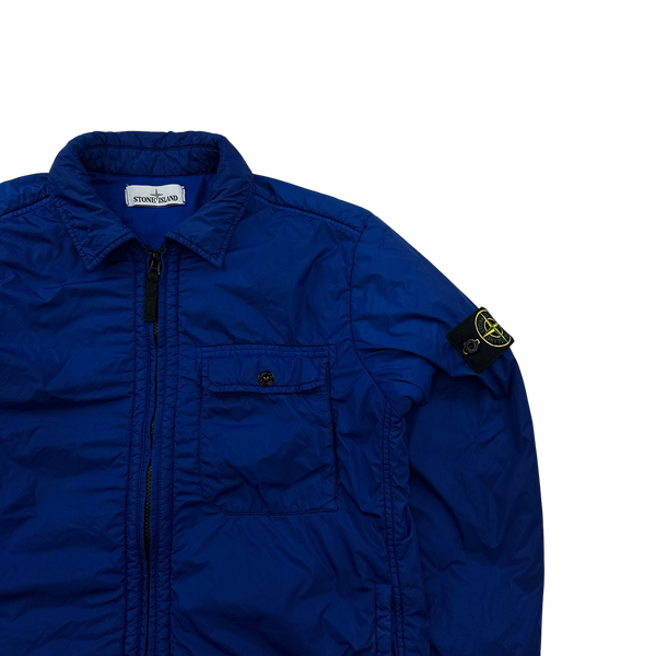 Stone Island 2015 Blue Cotton Lined Crinkle Reps Overshirt - Medium