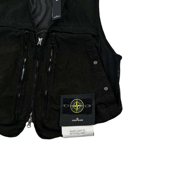 Stone Island 2024 Black David Light-TC Poly Net Gilet - Large