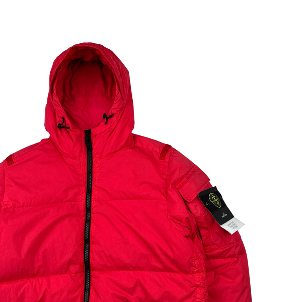 Stone Island 2022 Red Crinkle R-NY Down Puffer Jacket - Medium,Large