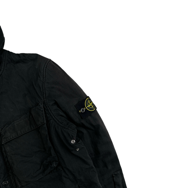 Stone Island Black Cotton Quilted Hooded Jacket - XL