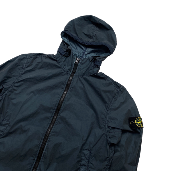 Stone Island Navy Lamy Velour Hooded Jacket - Medium