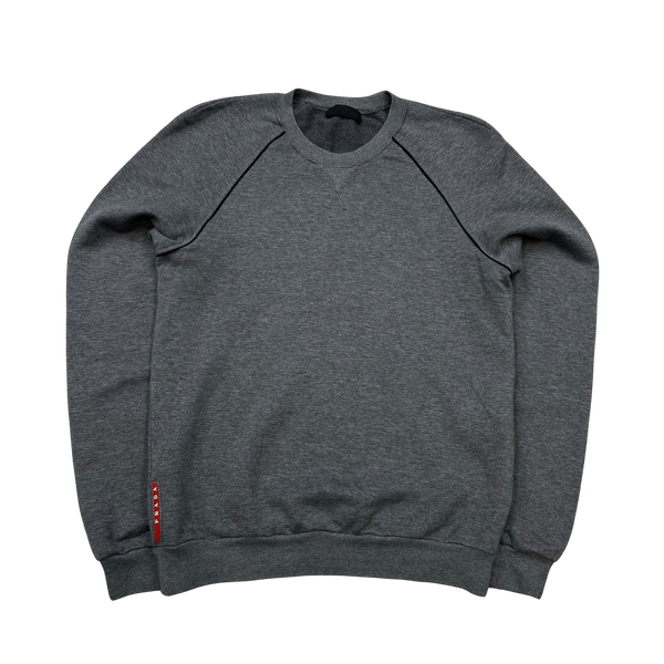 Prada Grey Cotton Crewneck Jumper- Small