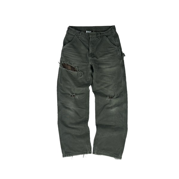 Carhartt Sage Green Distressed Carpenter Cargo Trousers - 30"