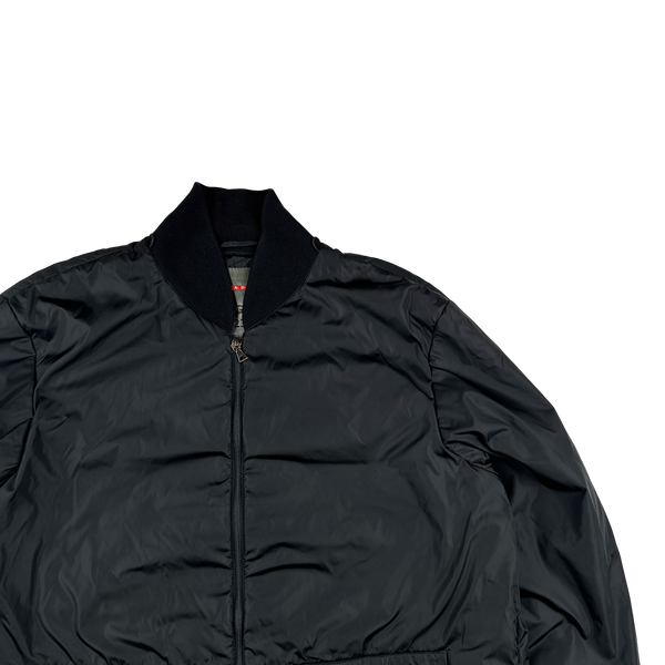 Prada Black Nylon Padded Bomber Jacket - XXL