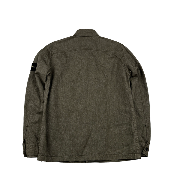 Stone Island 2014 Khaki Resin Coated Cotton Overshirt - Large
