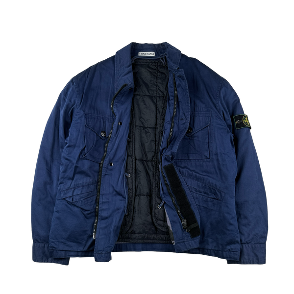 Stone Island 1996 Blue Raso Gommato Dutch Rope Vintage Jacket - Large