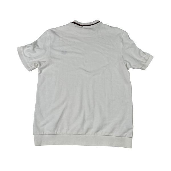 Fred Perry Vintage White Knit Short Sleeve Shirt - Large