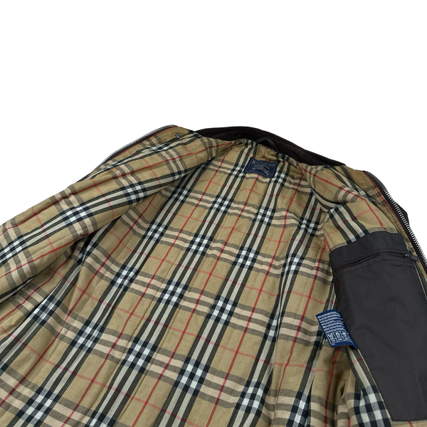 Burberry Cotton Nova Check Lined Corduroy Collar Wax Jacket - XL