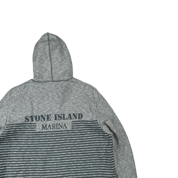 Stone Island 2017 Blue Marl Marina Cotton Lightweight Knit Zipped Hoodie - Small