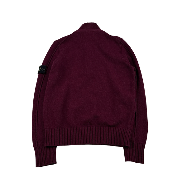 Stone Island 2017 Dark Red High Neck Knitted Jumper - Small