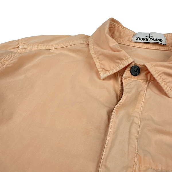 Stone Island 2018 Peach Cotton Pullover Smock Overshirt - Large