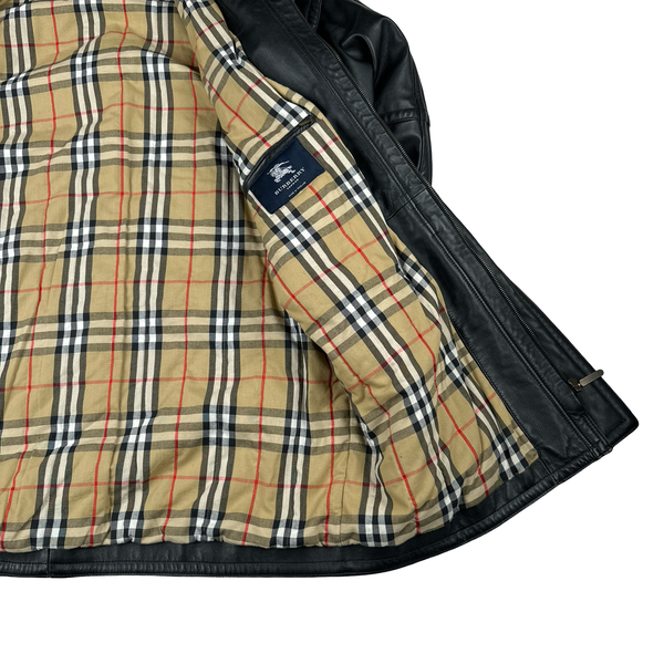 Burberry Leather Nova Check Lined Hooded Heavyweight Jacket - 3XL