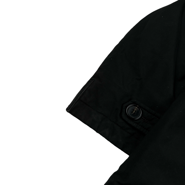 Prada Black Nylon Spellout Tab Padded Reversible Jacket - Large