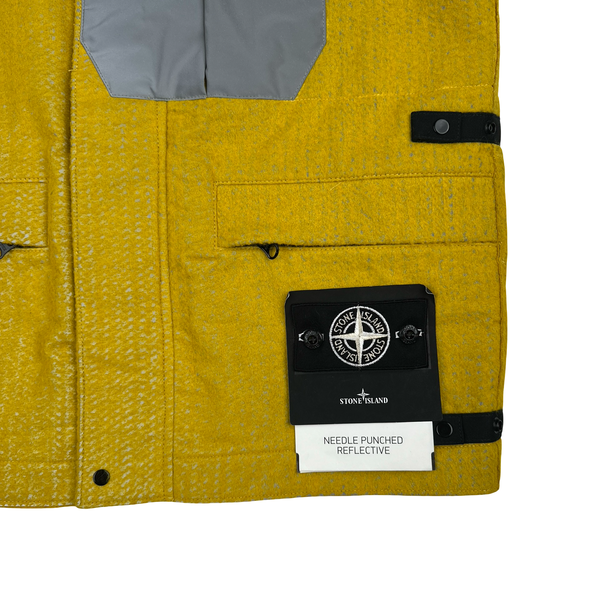 Stone Island 2022 Yellow Needle Punched Reflective Gilet - Small