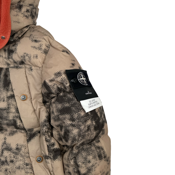 Stone Island 2024 Ice Earth Mapping Camouflage Down Jacket - Large