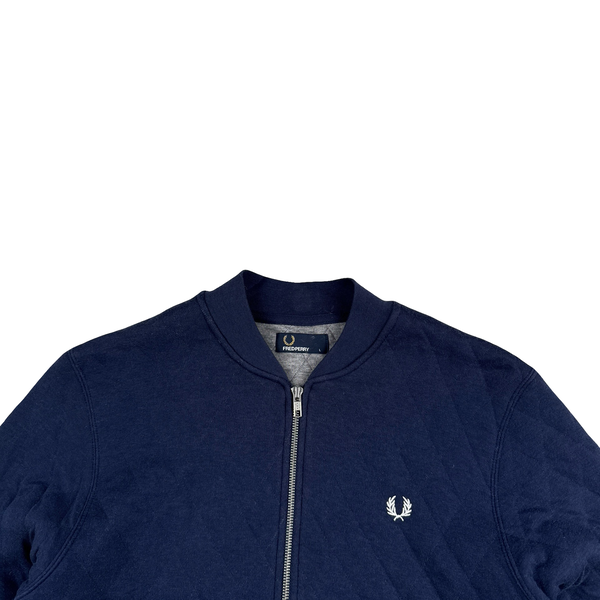 Fred Perry Navy Zipped Collared Jumper - Large