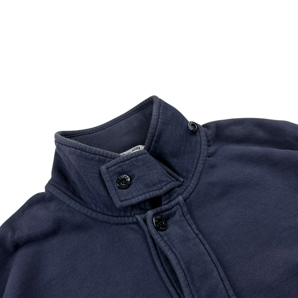 Stone Island Navy High Neck Buttoned Collared Jumper - XXL