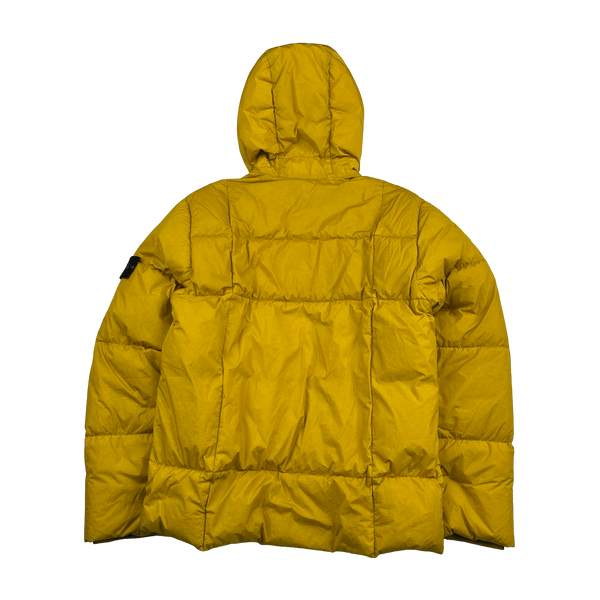 Stone Island 2018 Yellow Down Filled Crinkle Puffer Jacket - Medium