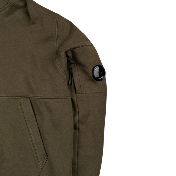 CP Company Khaki Cotton Lens View Hoodie - Large